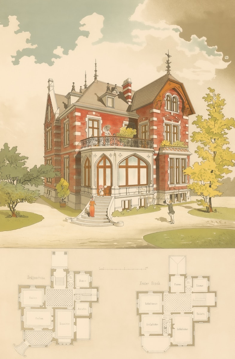Victorian house with floor plans below